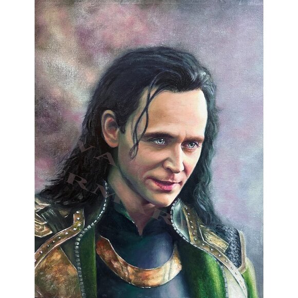 Tom Hiddleston Loki, Oil on Canvas, 16" x 20" - Picture 3 of 3